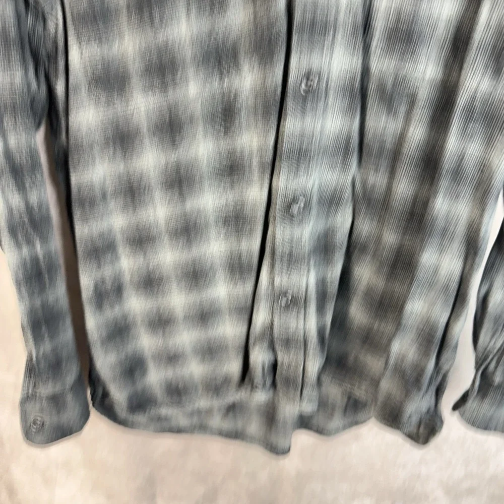 Vince Tonal Shadow Plaid Hoodie Button Down Shirt In Gray Black Men's‎ Size XL